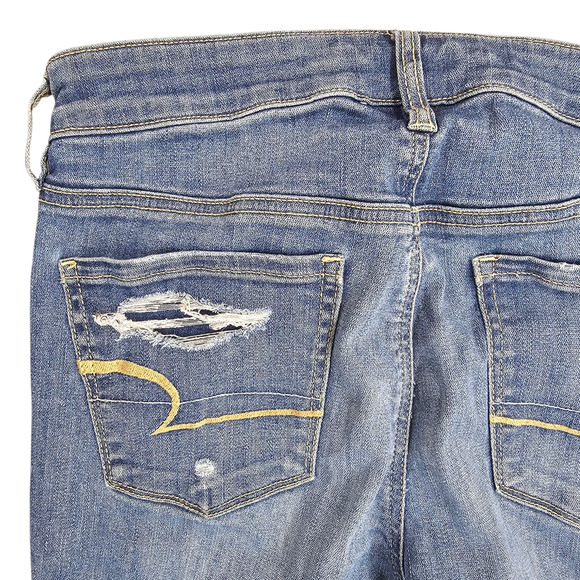 American Eagle Jeggings Womens Size 8 Blue Distressed Denim Casual Super Stretch - Picture 7 of 15